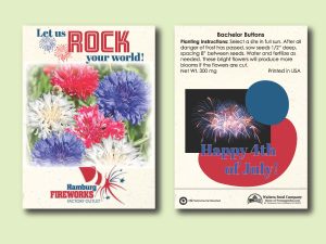 #W3091-1 Imprinted Bachelor Button 'Red, White, & Blue' Standard Sized Seed Packets